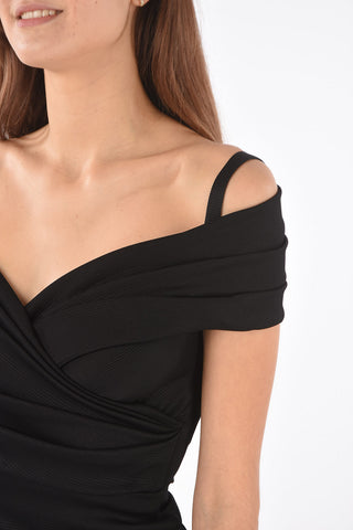 Off-Shoulder Draped Slip Dress