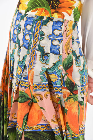 Floral Patterned Pleated Midi Skirt