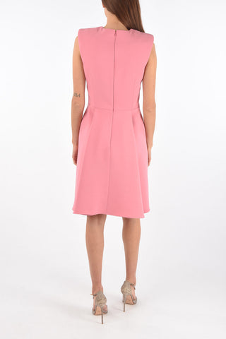 A-line asymmetric dress with padded shoulders