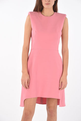 A-line asymmetric dress with padded shoulders