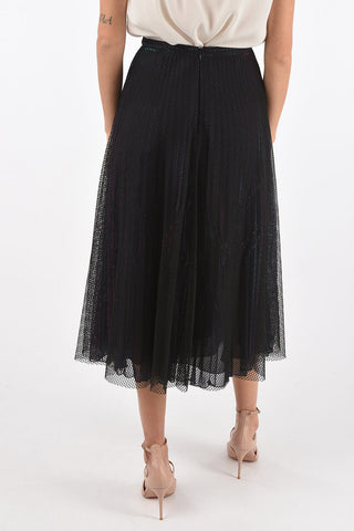 Flared Mesh and Lurex Midi Skirt