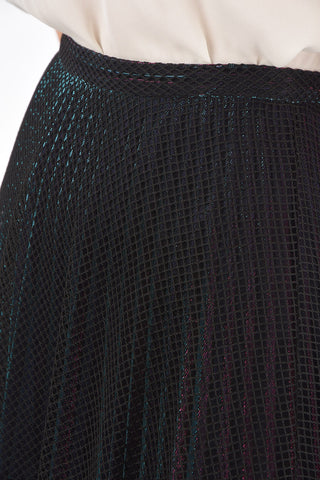 Flared Mesh and Lurex Midi Skirt