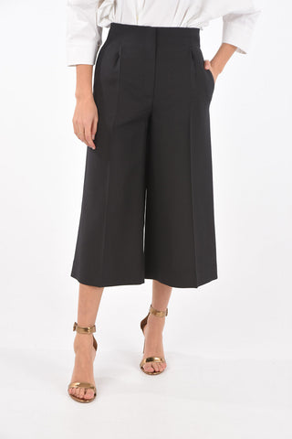 Single-pleated Wool and Silk Flared Gaucho Pants