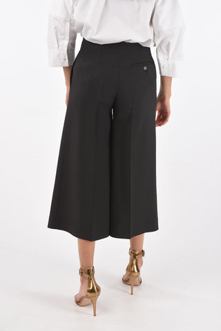 Single-pleated Wool and Silk Flared Gaucho Pants