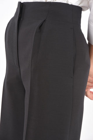 Single-pleated Wool and Silk Flared Gaucho Pants