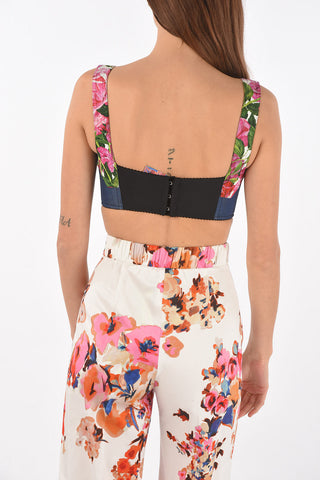 Sweetheart Neckline Patchwork Crop Top