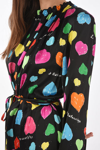 Back Wrap Dress with ARCHIVE HEARTS Print