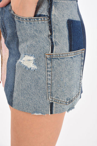 Patchwork Detail Denim Miniskirt