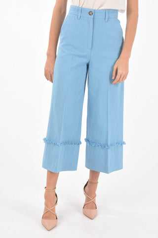 High Rise Wide Leg Jeans with Frayed Details