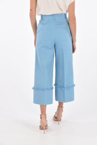 High Rise Wide Leg Jeans with Frayed Details