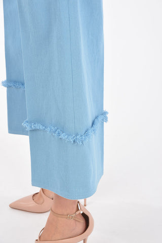 High Rise Wide Leg Jeans with Frayed Details