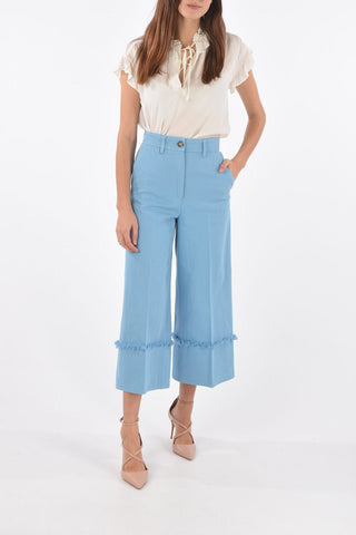 High Rise Wide Leg Jeans with Frayed Details