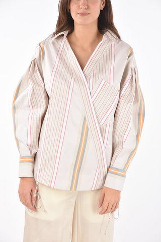 Bayadere Cotton Wrap Shirt