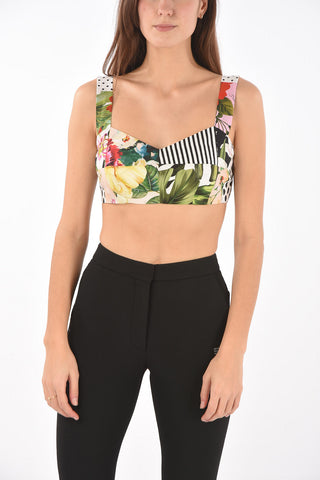 Sweetheart Neckline Patchwork Crop Top