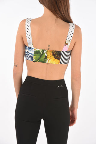 Sweetheart Neckline Patchwork Crop Top