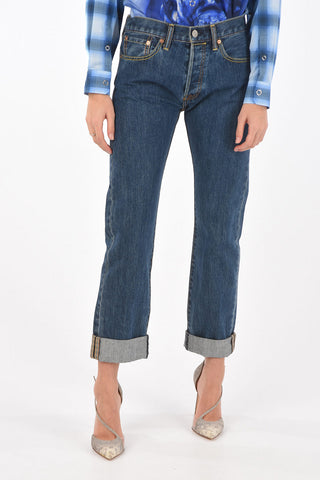 Straight Leg Jeans with Birt Check Selvage