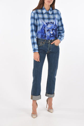 Straight Leg Jeans with Birt Check Selvage