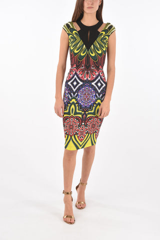 Optical Printed Knee Length Pencil Dress