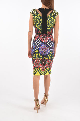Optical Printed Knee Length Pencil Dress