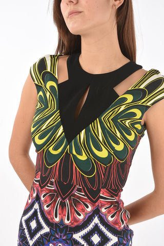Optical Printed Knee Length Pencil Dress