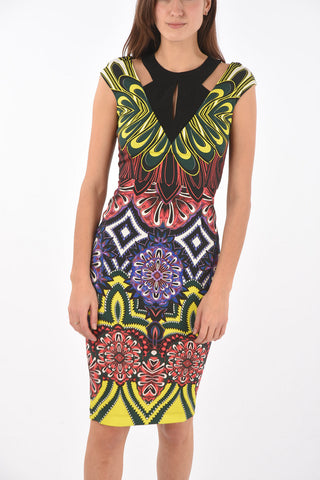 Optical Printed Knee Length Pencil Dress