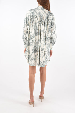SEE BY Floral Patterned Tuxedo Shirt Dress