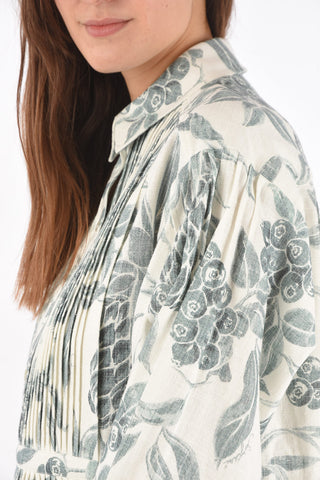 SEE BY Floral Patterned Tuxedo Shirt Dress
