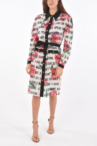 COUTURE! Vestito Chemisier in Seta Fantasia Floreale con Cintura