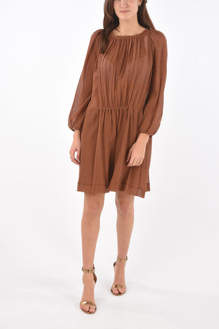 SEE BY Drawstring Cotton Blend Shirt Dress