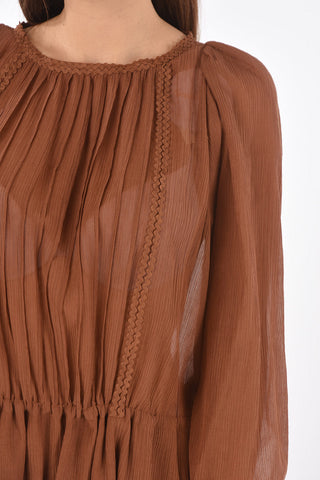 SEE BY Drawstring Cotton Blend Shirt Dress