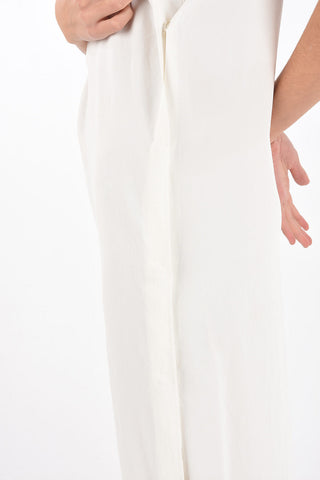 Vestito lungo senza maniche con patch e bottoni laterali