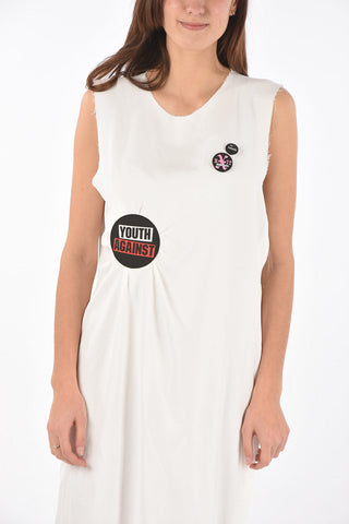Vestito lungo senza maniche con patch e bottoni laterali