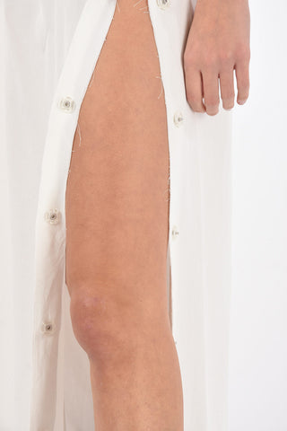 Vestito lungo senza maniche con patch e bottoni laterali