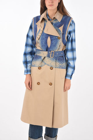 mermaid tail-print sleeveless trench