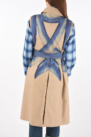 mermaid tail-print sleeveless trench