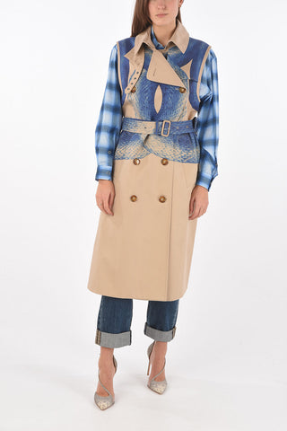 mermaid tail-print sleeveless trench