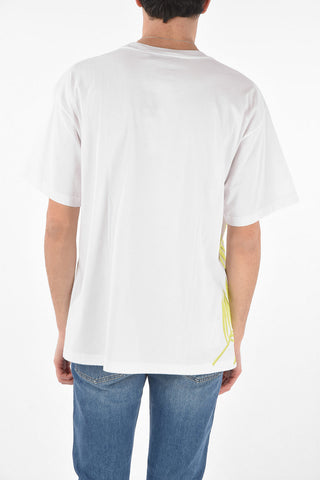 Crewneck T-shirt ARTU with GOLDEN Print and Embroidered Palms