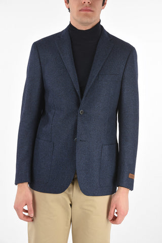 Honeycomb Virgin Wool 2 buttons EASY Blazer with patch pockets