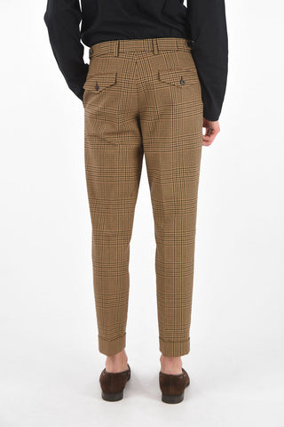 Pantaloni in Cotone District Check con Chiusura Nascosta