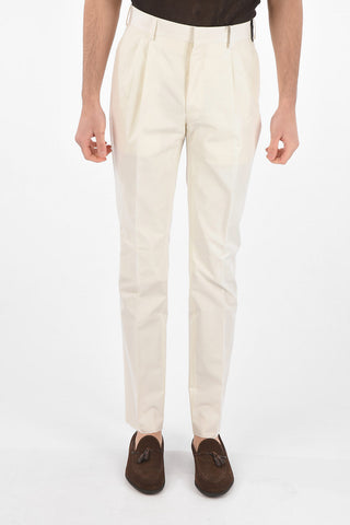 Pantaloni 4 Tasche in Misto Cotone a 2 Pinces
