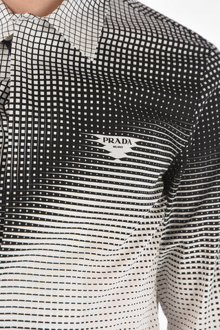 Hidden Fastening DIGITAL SQUARE Cotton Shirt