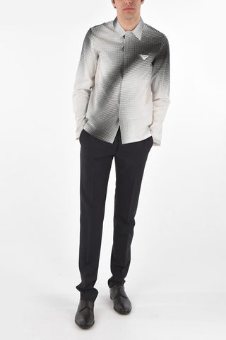Hidden Fastening DIGITAL SQUARE Cotton Shirt