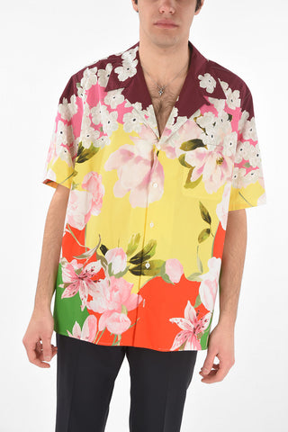 Camicia a Maniche Corte con Motivo Floreale