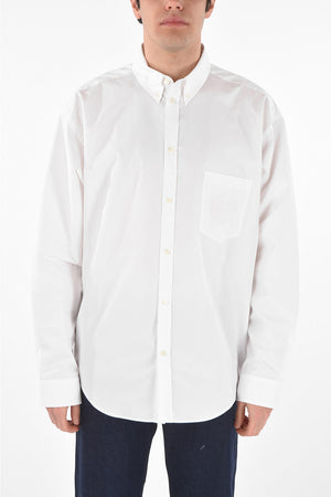 Button-down Collar Embroidered Cotton Shirt