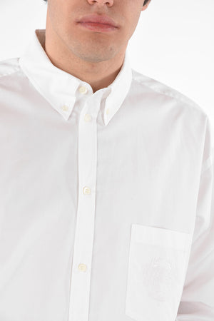 Button-down Collar Embroidered Cotton Shirt