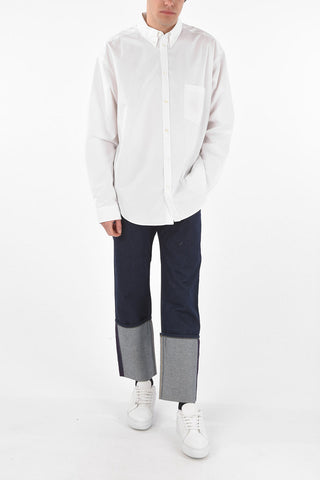 Button-down Collar Embroidered Cotton Shirt