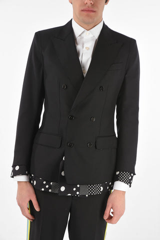Double-breasted Blazer with Polka Dot Lining
