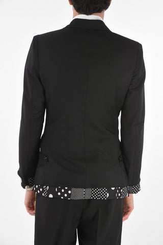Double-breasted Blazer with Polka Dot Lining