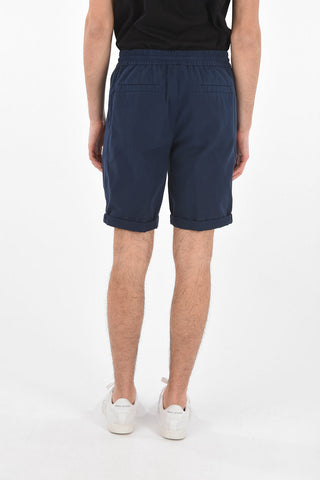 Shorts in Cotone a 2 Pinces con Elastico in Vita