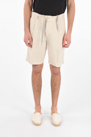 Single-pleated Linen Blend Shorts
